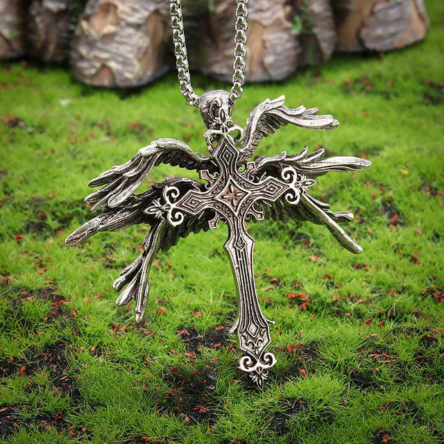 Wholesale  Retro Seraph Cross Necklace  Exaggerated Fashion Pendant