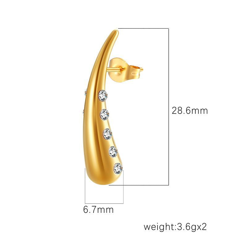 Wholesale Stainless steel 18K gold teardrop earrings
