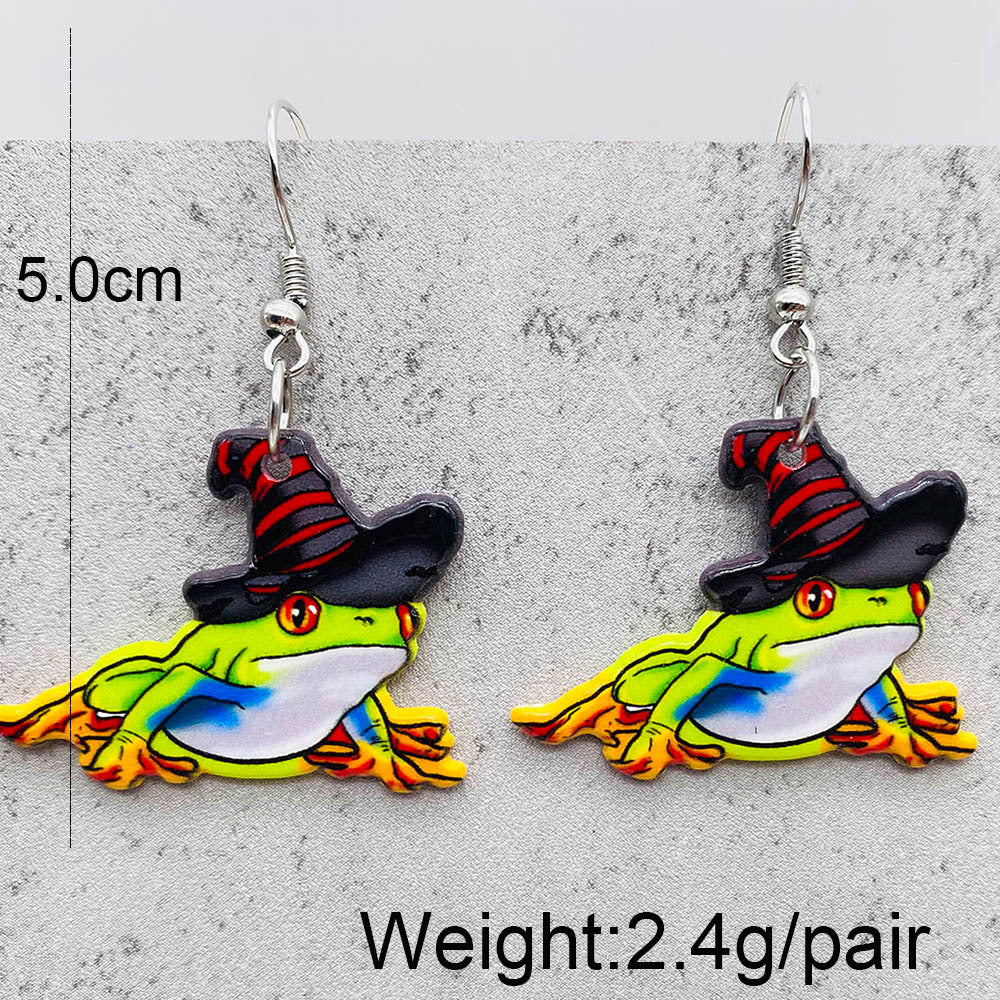 Wholesale Halloween Horror Pumpkin Ghost Tarot Acrylic Earrings ACC-ES-ChenY025