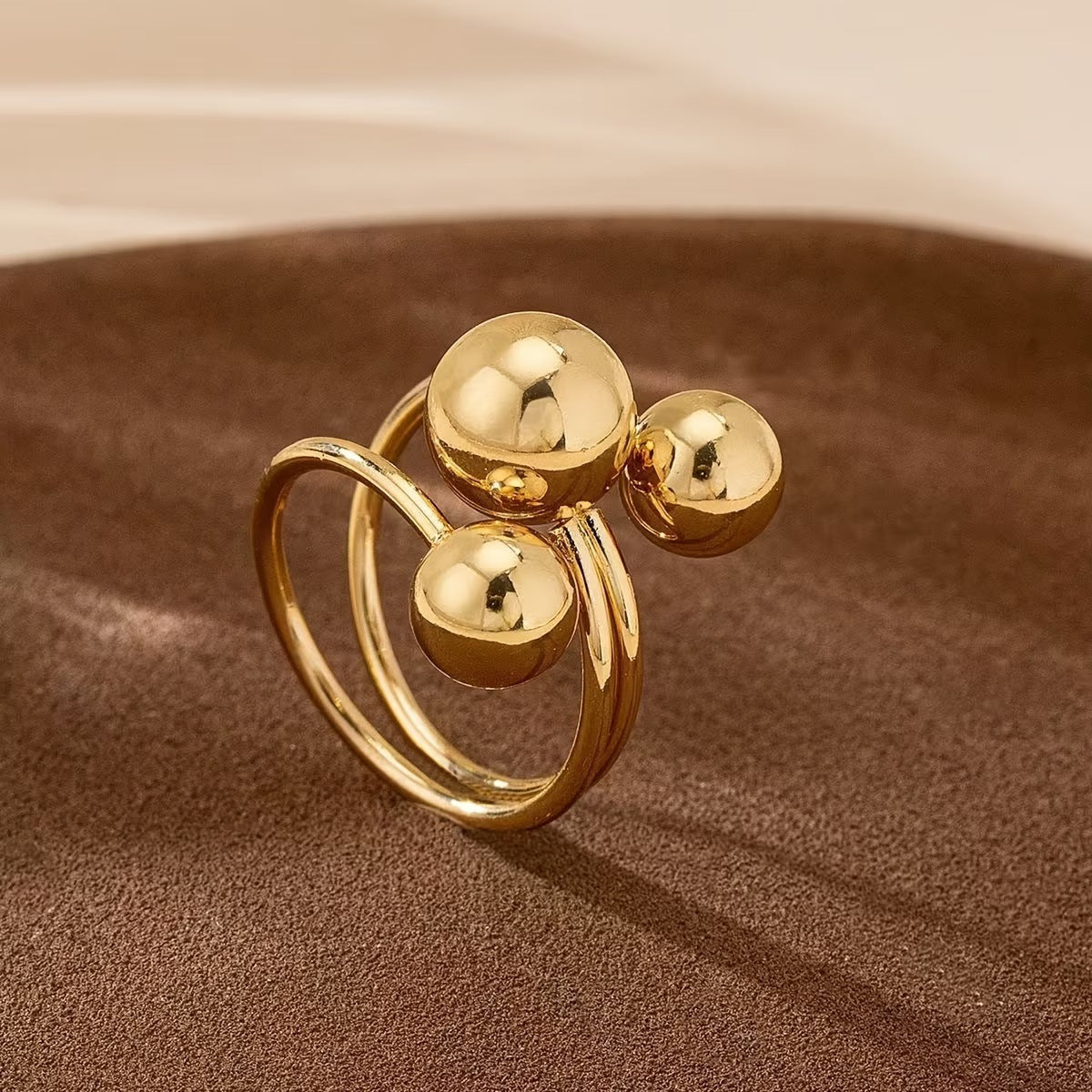 Wholesale Korean style fashionable metal ball multi-ring adjustable open ring AliExpress wish Amazon popular ring