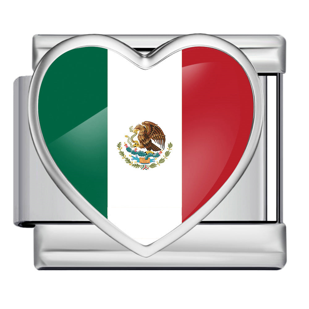 Wholesale Gold Plated Stainless Steel DIY Modular Bracelet With Heart Italy Flag Design Party Jewelry Accessory For Women