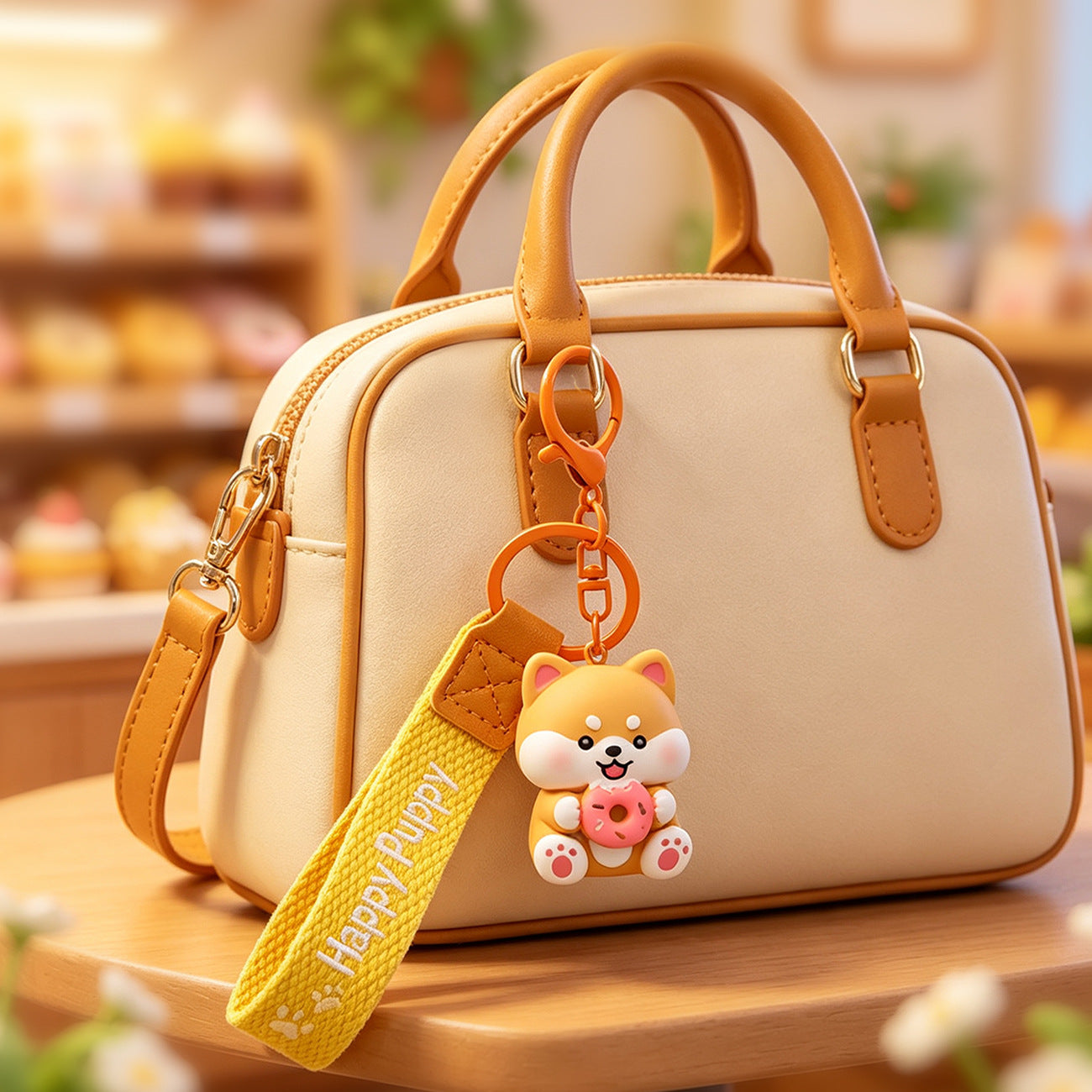Wholesale Cute Shiba Inu Donut Keychain Fashion Accessory Bag Charm Gift