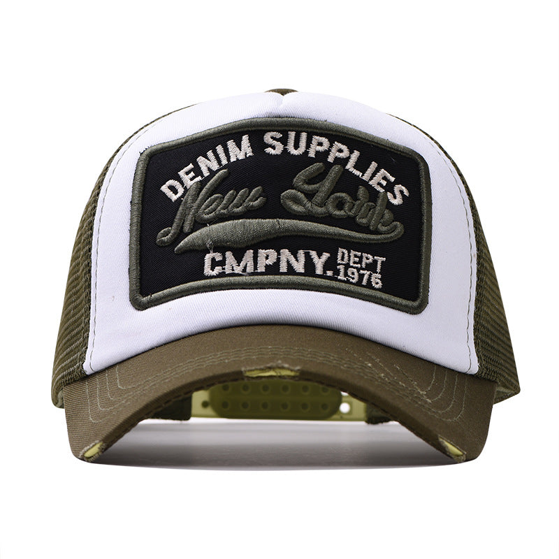 Wholesale Trendy 3D Embroidery New York Baseball Cap Cotton Mesh Patchwork For Men Summer
