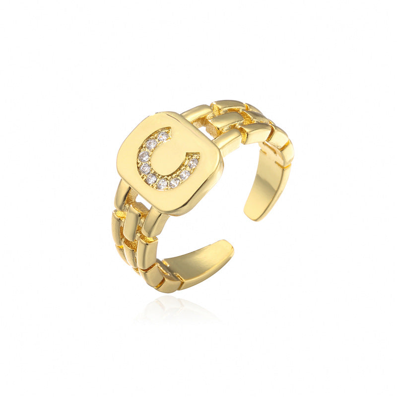 Wholesale 26 Letters Open Adjustable Ring ACC-RS-AoGu007