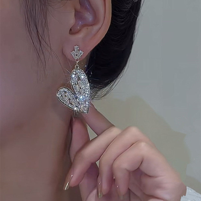 Wholesale S925 silver needle light luxury style cute full diamond crystal earrings