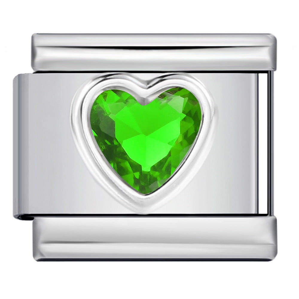 Wholesale italian Charm Bracelet 9mm DIY Heart-Shaped Micro-Inlaid  Creative Stainless Steel Composable Bracelet