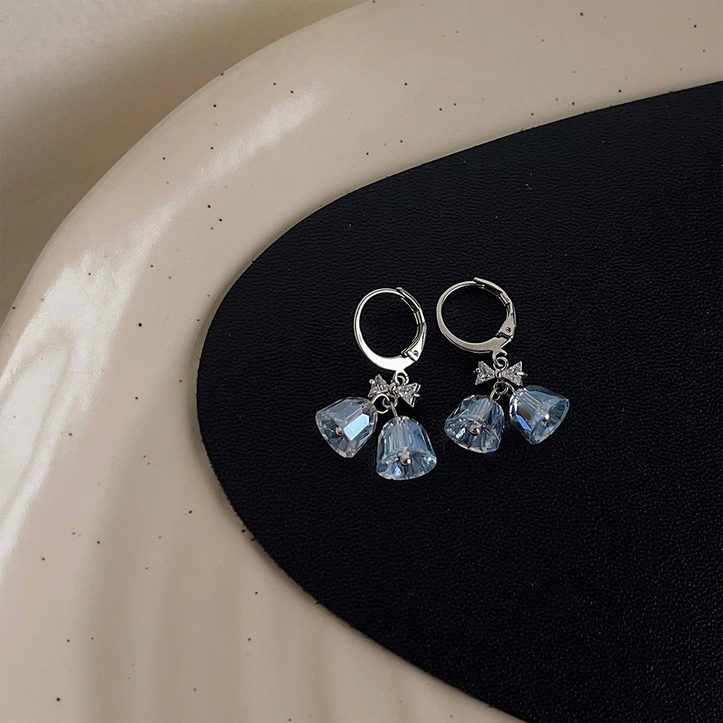 Wholesale Blue Crystal bell earrings