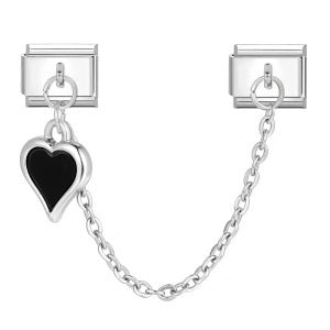 Wholesale Italian Charm Bracelet 9mm DIY Splicing Double Hook Heart Pendant Stainless Steel Composable Bracelet