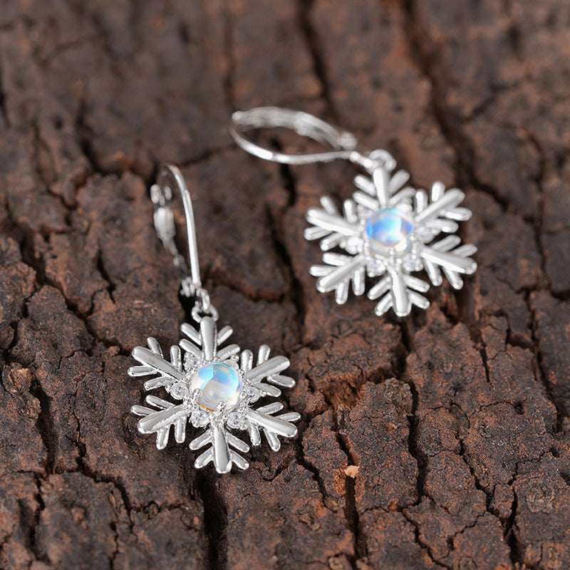 Wholesale Moonstone Snowflake Flower Earrings
