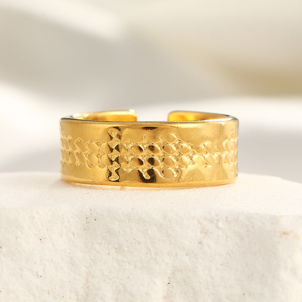 Wholesale Stainless Steel  Irregular Ring Line Ring Hollow Rings  ACC-RS-TaiMei006