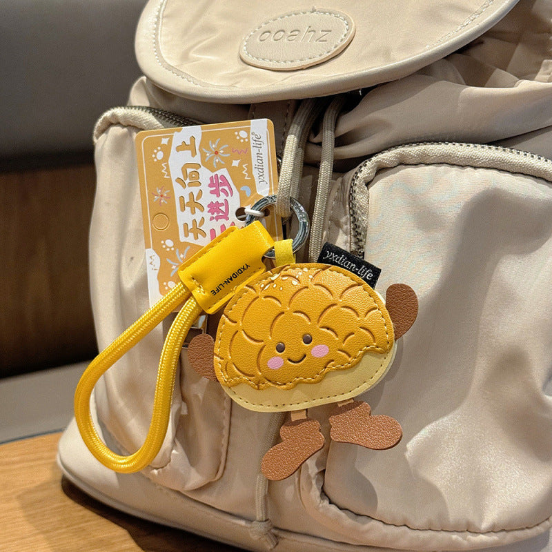 Wholesale Leather Cartoon Food Keychain Milk Box Pineapple Bun Toast Pendant Stylish Car Key Accessory Gift For Birthday