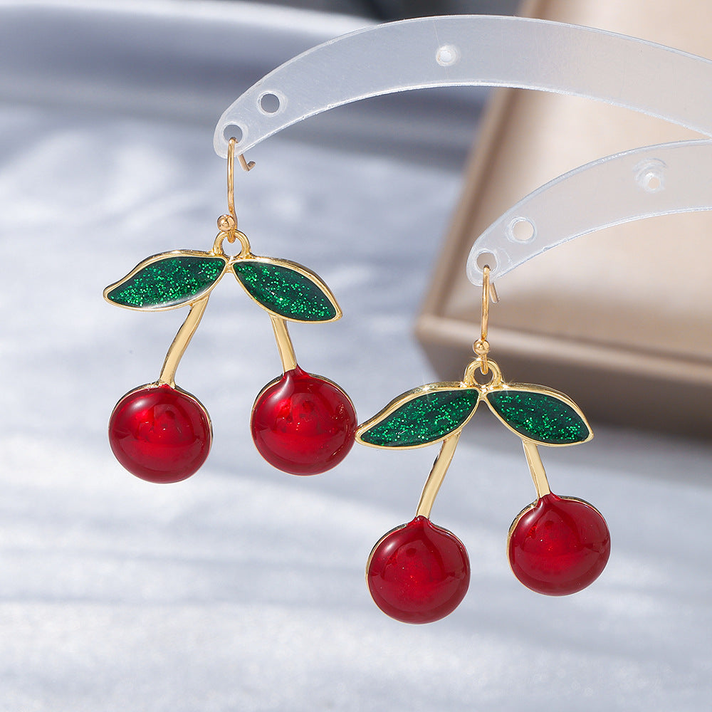 Wholesale  long cherries earrings creative  cute cherry earrings