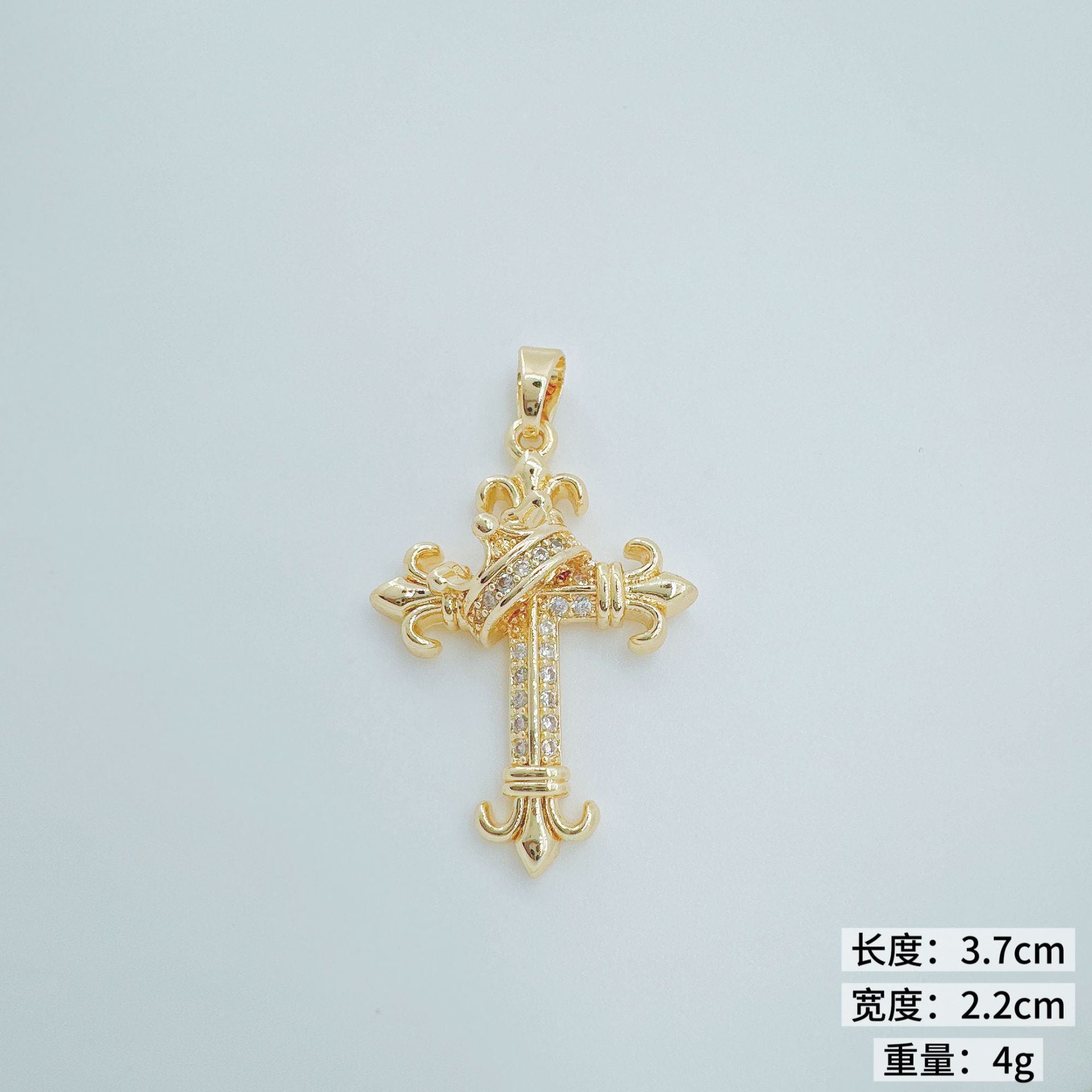 Wholesale Crown Cross Pendant Necklace Copper Electroplated Trendy Jewelry Accessory