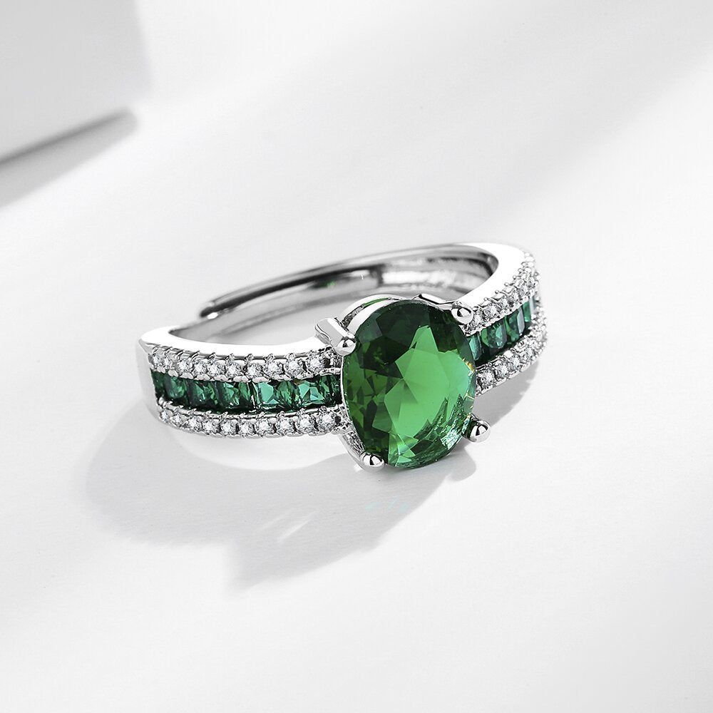 Wholesale Light Luxury Brilliant Blue Pointed Crystal Color Zircon Ring