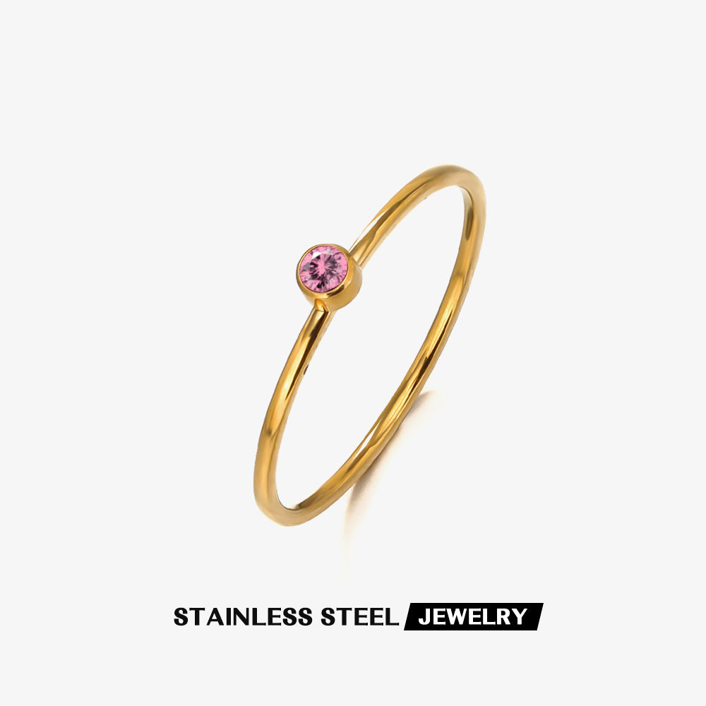 Wholesale Twelve Month Birthstone Diamond Stainless Steel Rings ACC-RS-JiaLi006