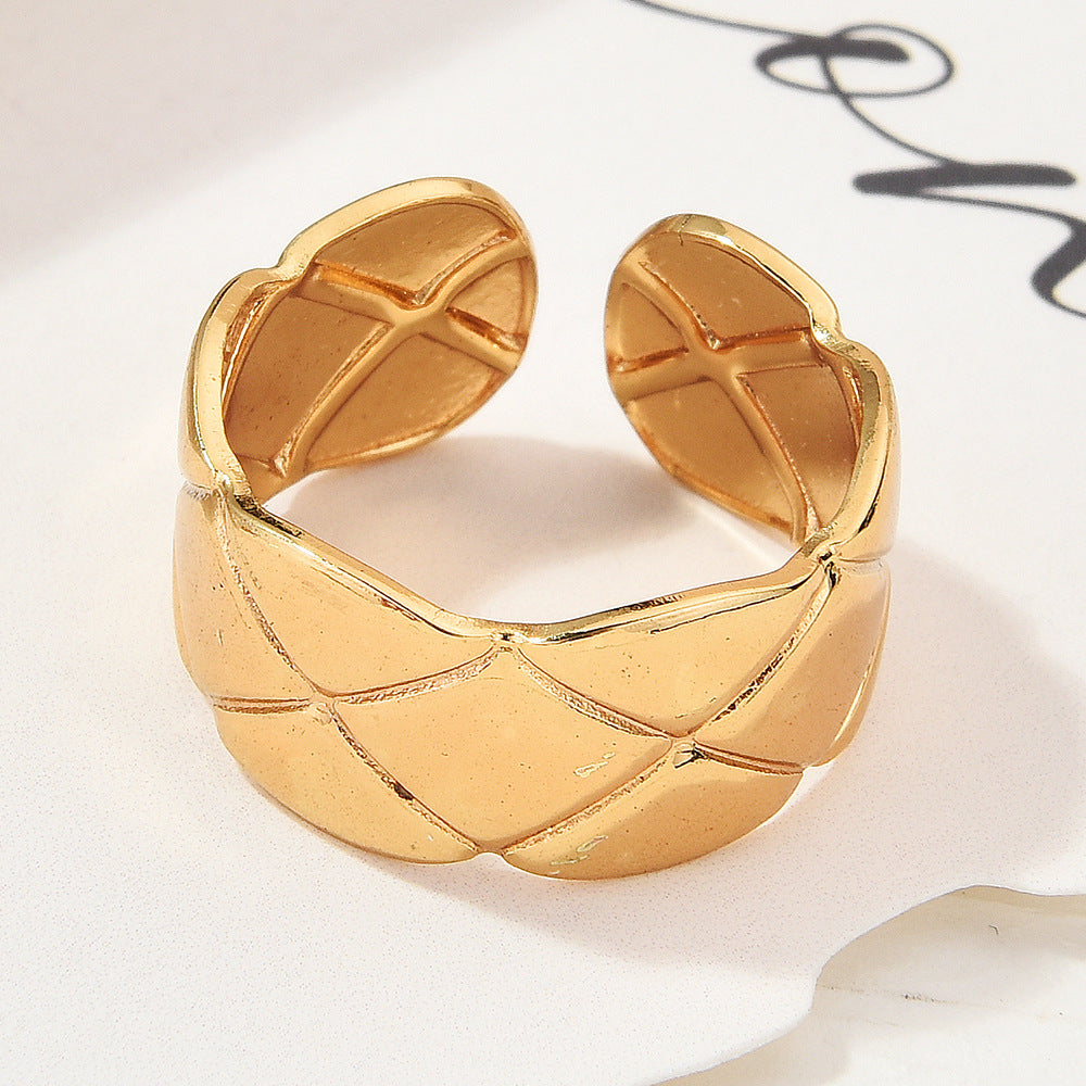 Wholesale Gold Plated Titanium Steel Geometric Eye Adjustable Ring Boutique Resale