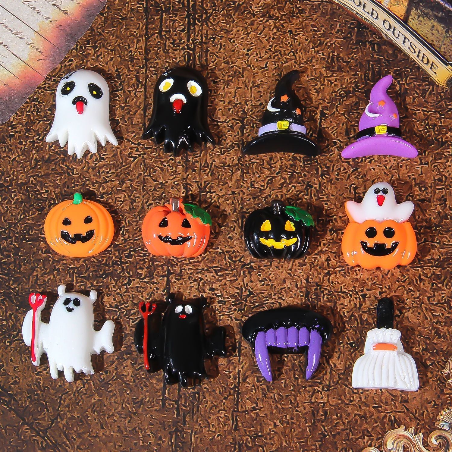 Wholesale  Spooky Pumpkin Resin DIY Craft Accessories Mixed Batch for Party