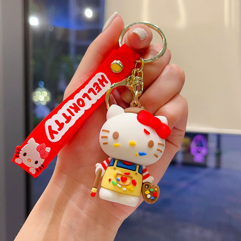 Wholesale Cartoon Cat Keychain Decorative Bag Charm Car Key Accessory Gift for Couples