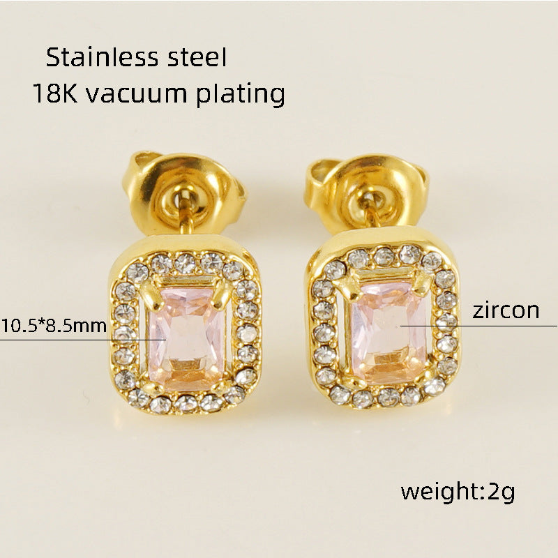 Wholesale Stainless Steel Love Zircon 18K Water Drop Sunflower Earrings ACC-ES-Zhongy002