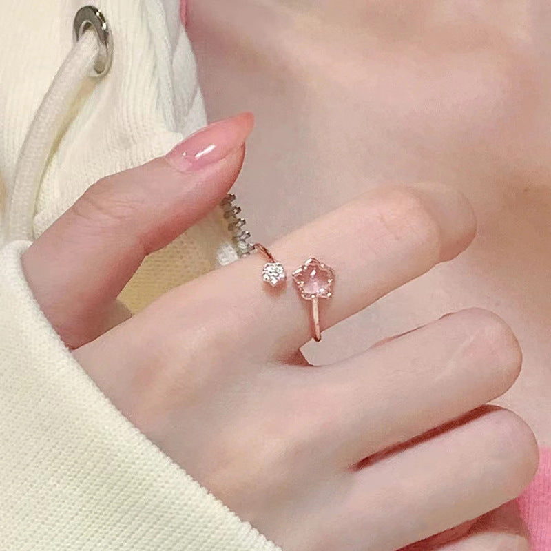 Wholesale Natural Rose Quartz Cherry Blossom Sterling Silver Necklace ACC-NE-XJF003