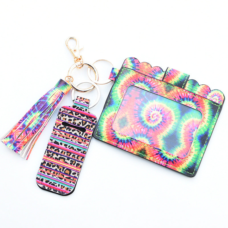 Wholesale Cactus Leopard Rose Flower Lipstick Case Card Holder PU Keychain