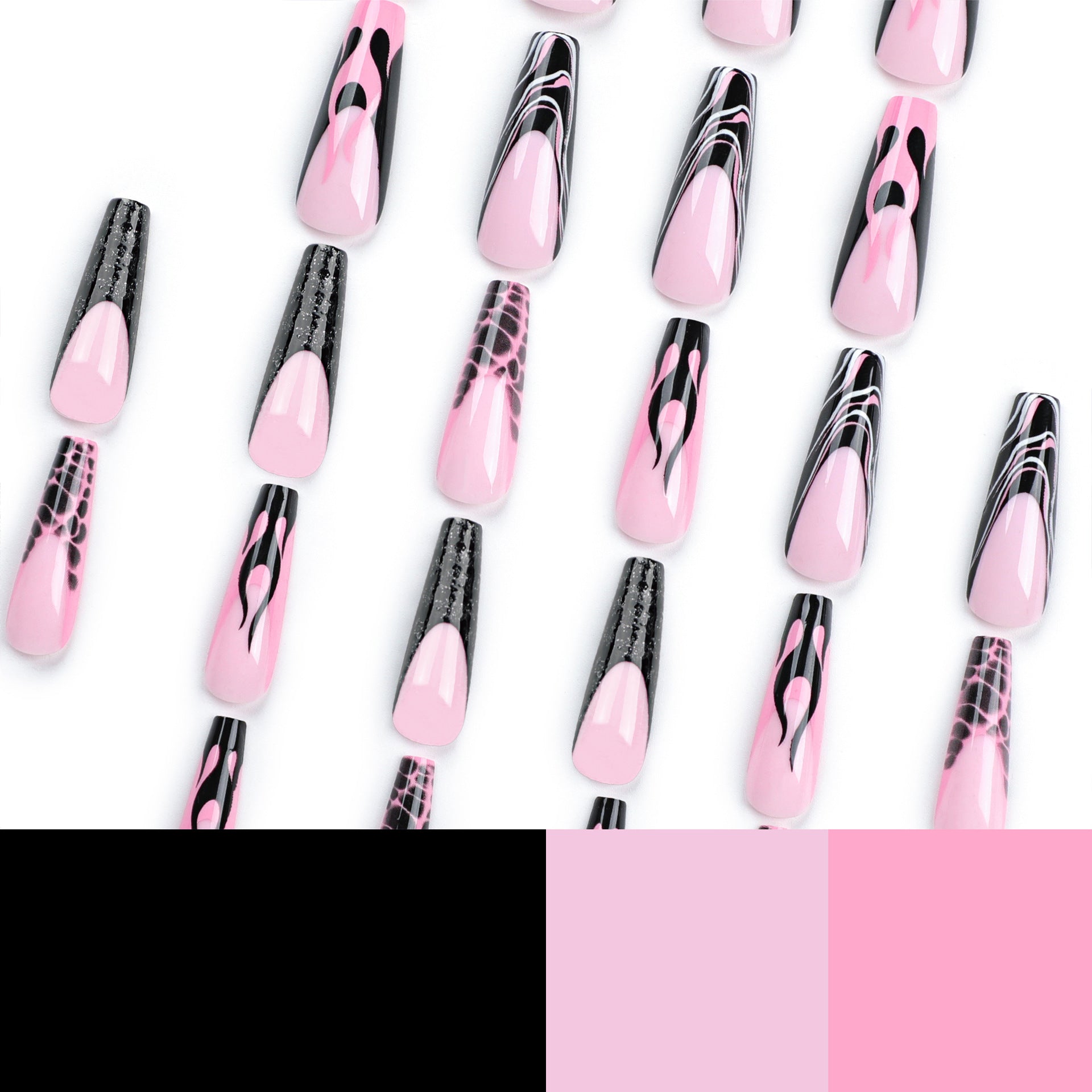 Wholesale 24 Pieces/box Flame Press-on Nails Kits Nail Stickers ACC-NS-LeFan069