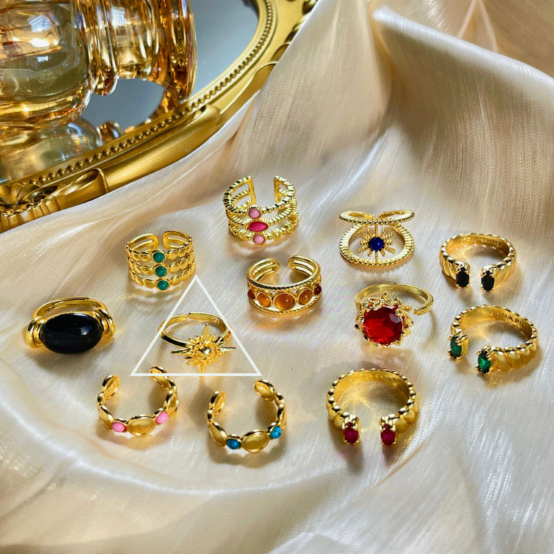 Wholesale Vintage 18k Gold Ring with Adjustable Opening Adjustable Rings Gold Plated Rings ACC-RS-YaoFeng002