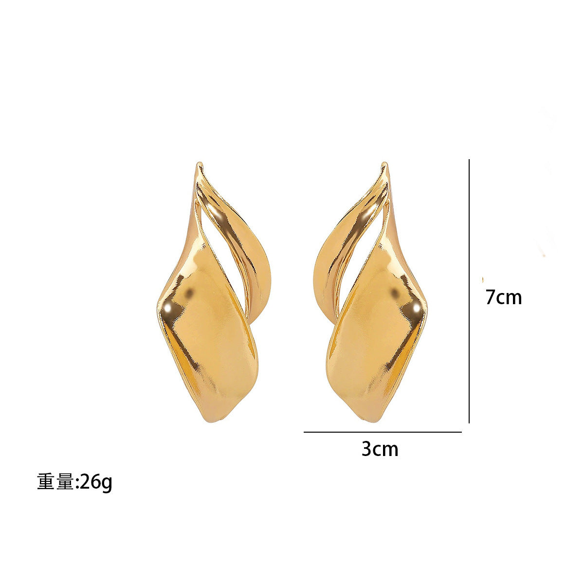 Wholesale Luxury Extravagant Retro Leaf Design Long Gold-Plated Earrings