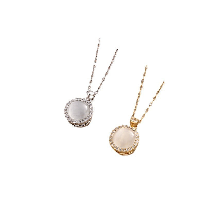 Wholesale Black and White Double-sided Four-leaf Clover Stainless Steel Necklace Light Luxury Necklaces ACC-NE-Nayin003