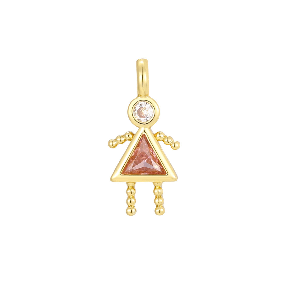 Wholesale Copper Plated 18K Gold Cartoon Birthstone Pendant Necklace,  Trendy Jewelry Accessory for Girls