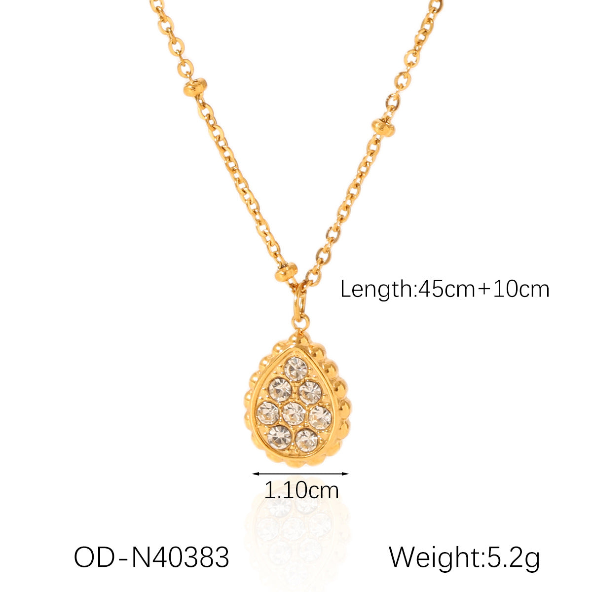 Wholesale Stainless Steel 18K Gold Drops Four-leaf Clover Moon Five-pointed Star Diamond Pendant Necklace