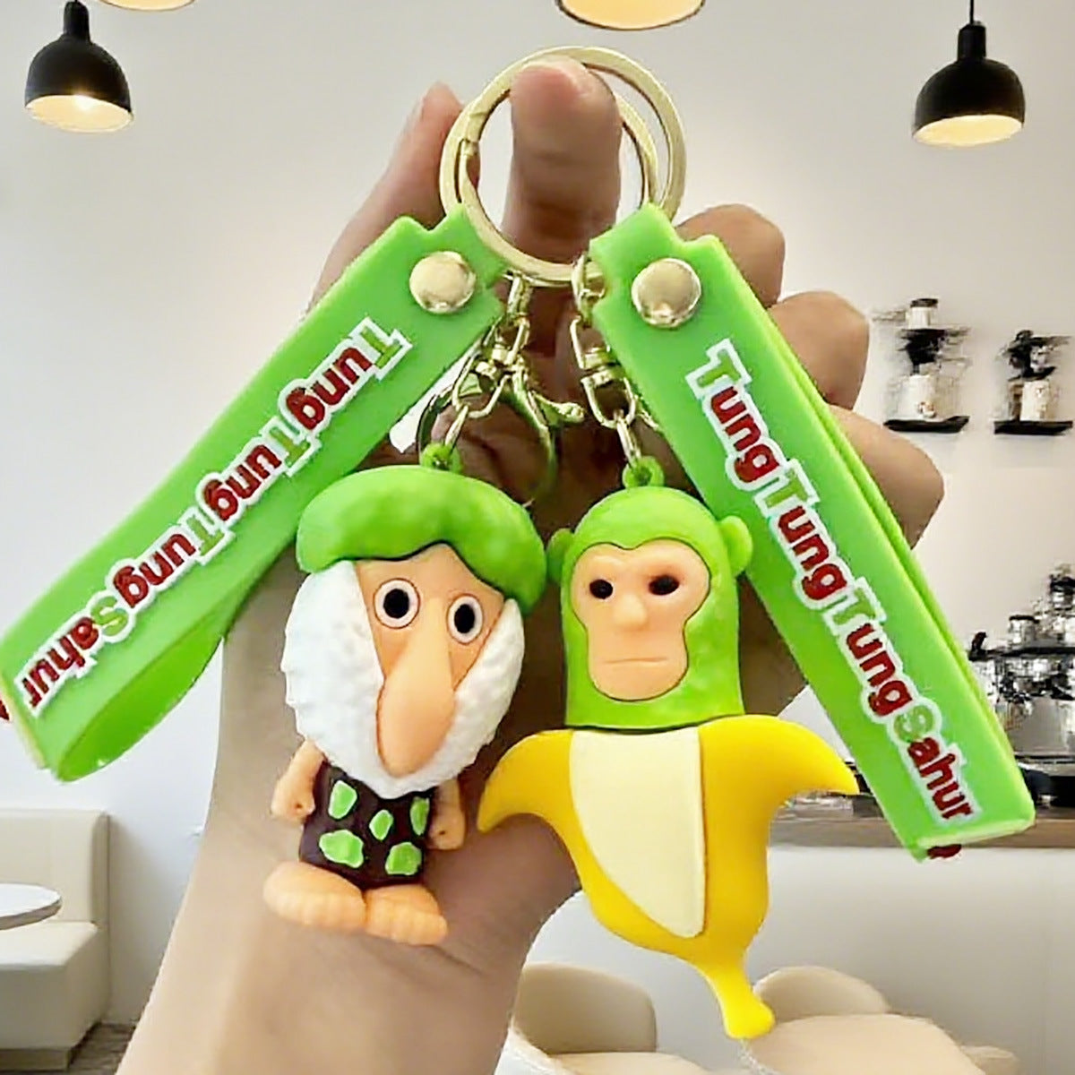 Portachiavi all'ingrosso astratto divertente bastone di legno uomo bigfoot albero bambola ciondolo pendente