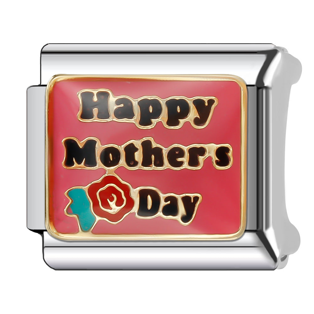 Wholesale Italian Charm Bracelet 9mm DIY Splicing English Series Stainless Steel Composable Bracelet