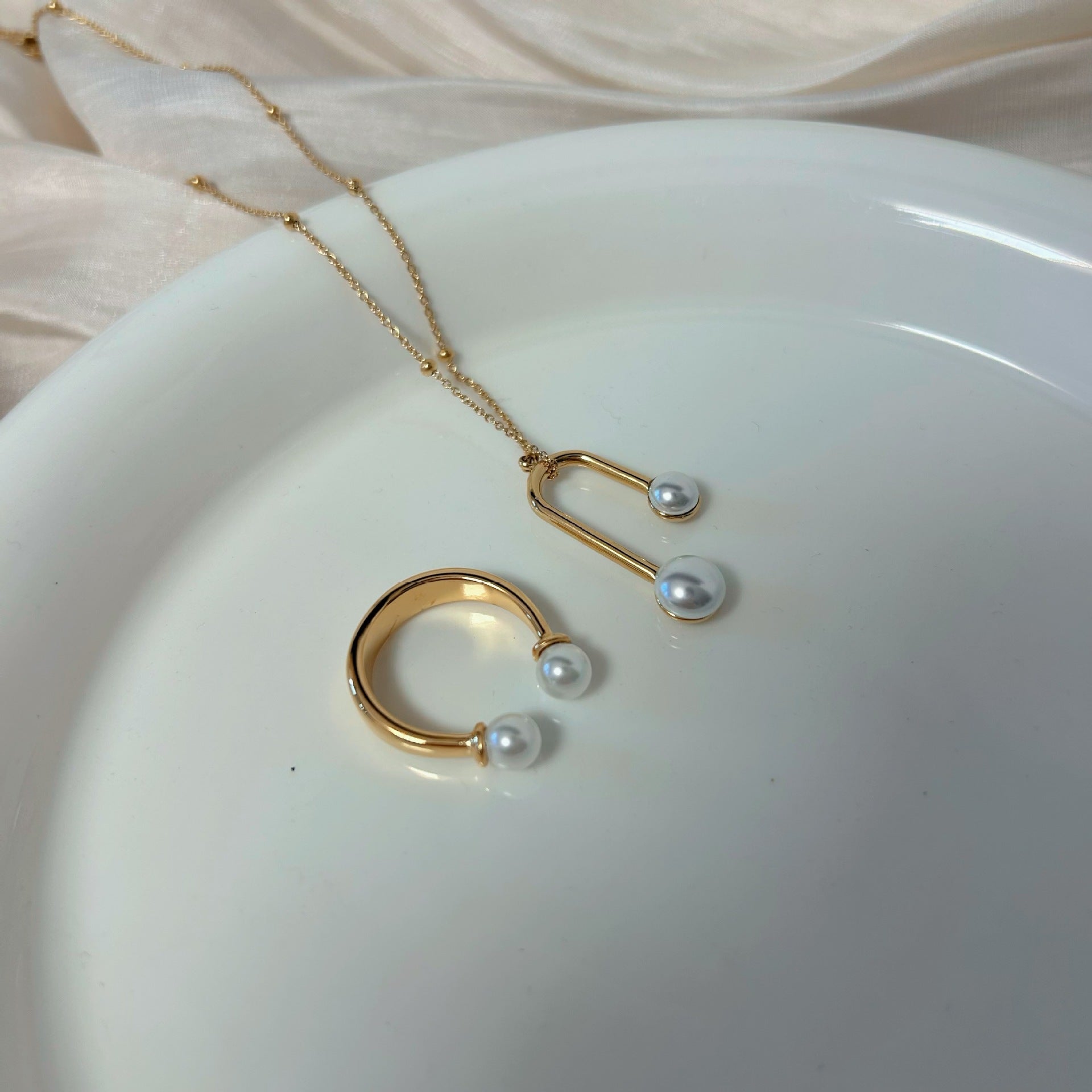 Wholesale Natural Stone Beaded Necklace Beads Geometric Pendant Stainless Steel Chain