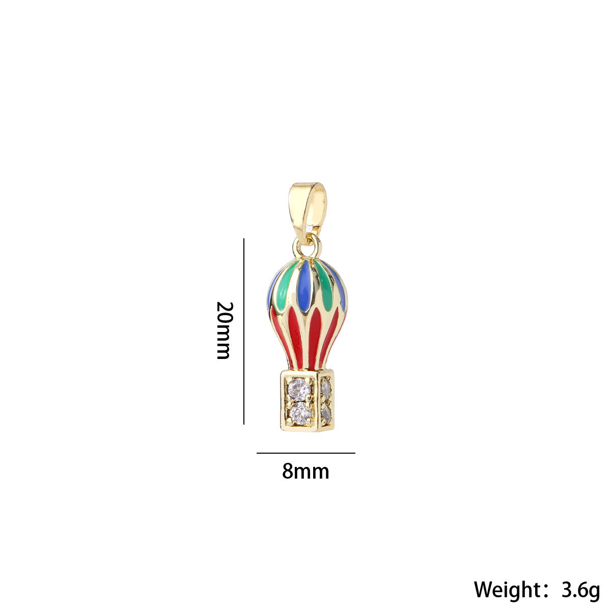 Wholesale Gold Plated Brass Rainbow Hot Air Balloon Pendant With Zircon DIY Necklace Making Jewelry Accessory Trendy Gift For Party
