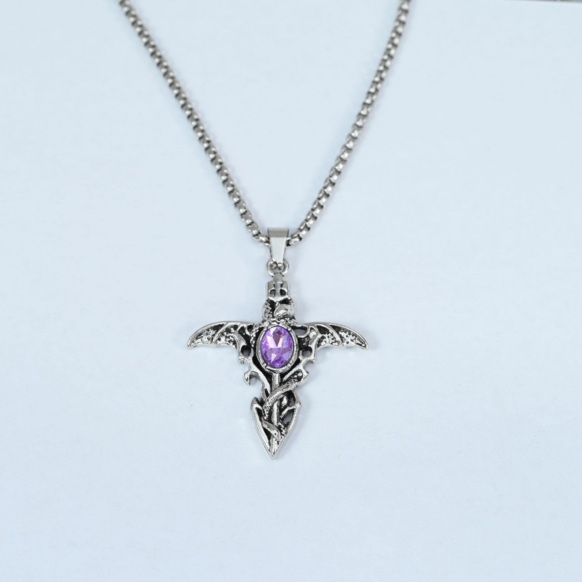 Wholesale Vintage Gothic Demon Sword Angel Wings Pendant Necklace Stylish Zinc Alloy Craft Gift For Women