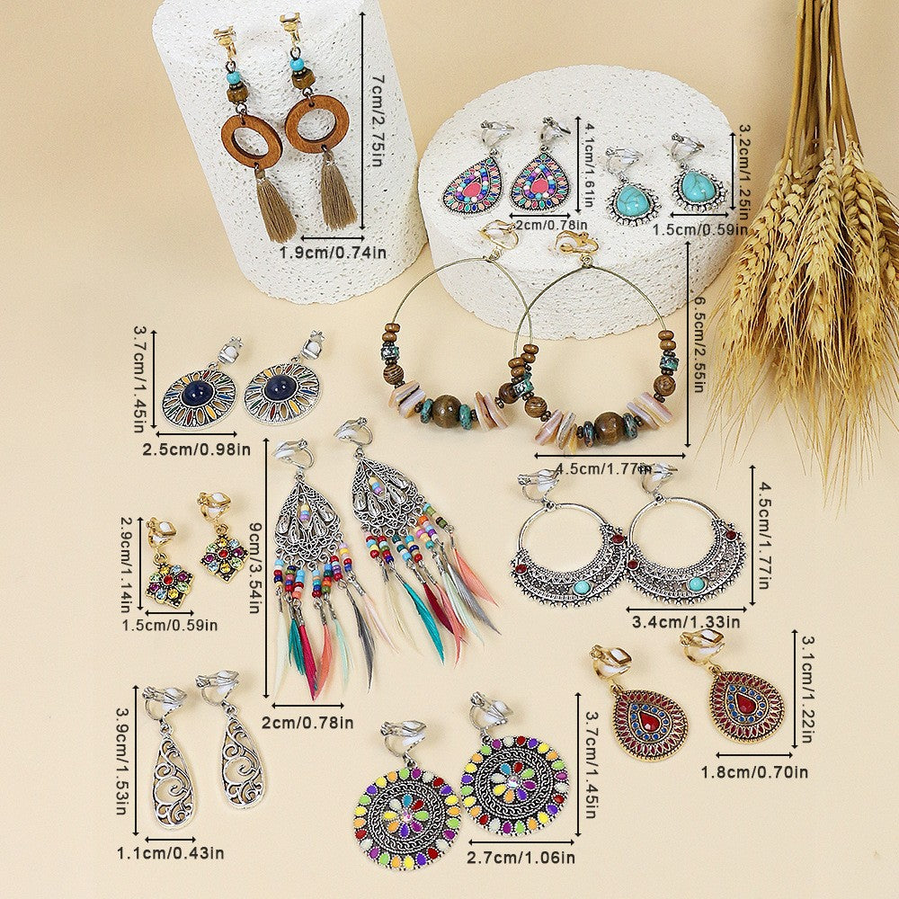 Wholesale Bohemian Geometric Hollow Earrings Retro Ethnic Ear Clip,  Stylish Everyday Jewelry