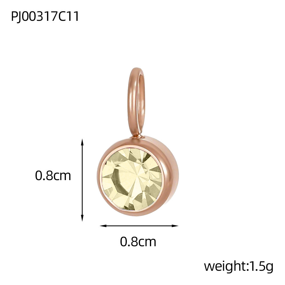 Wholesale Stainless steel birthday stone DIY color pendant