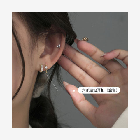 Wholesale Korean-Style Round Hoop Earrings Silver-Plated Diamond Studded Trendy Jewelry For Women Everyday Wear
