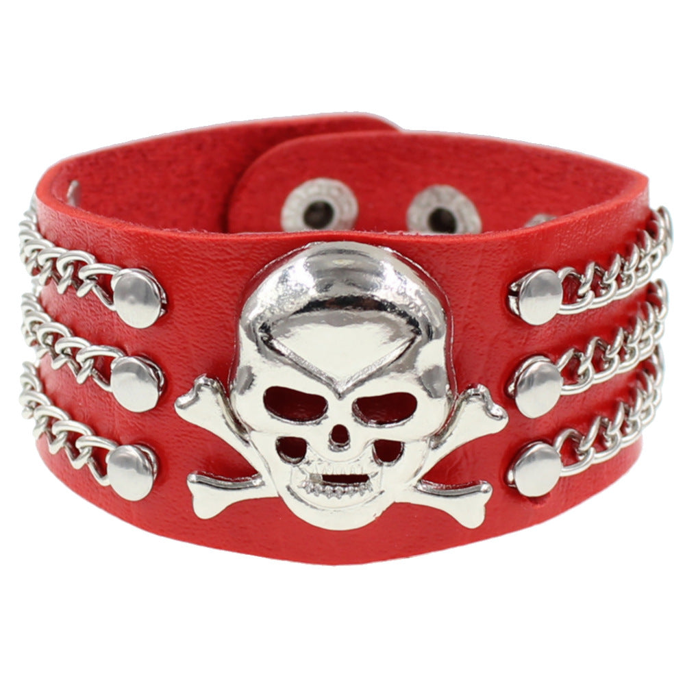 Wholesale Leather Punk Skull Bracelet