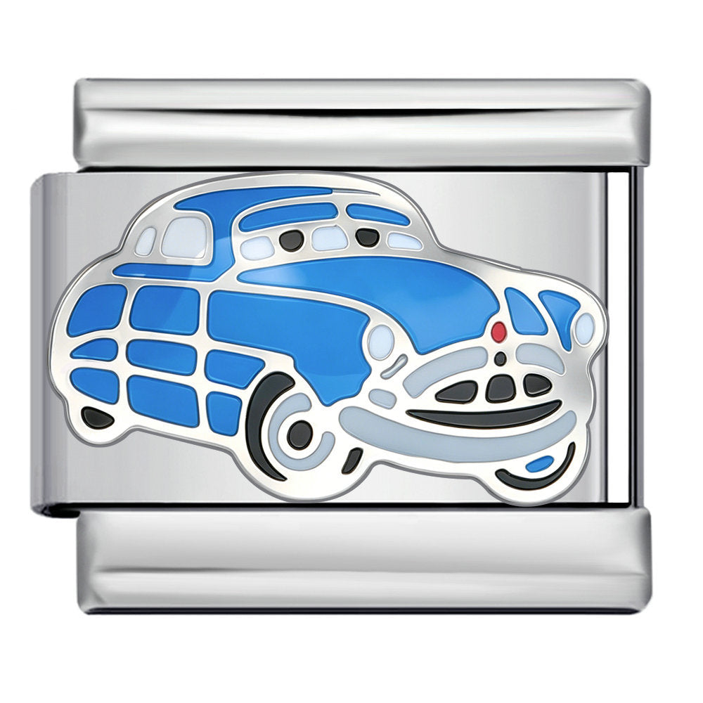 Wholesale Cartoon Car Design Stainless Steel Italian Modular Bracelet DIY Jewelry Accessory Gift Boutique
