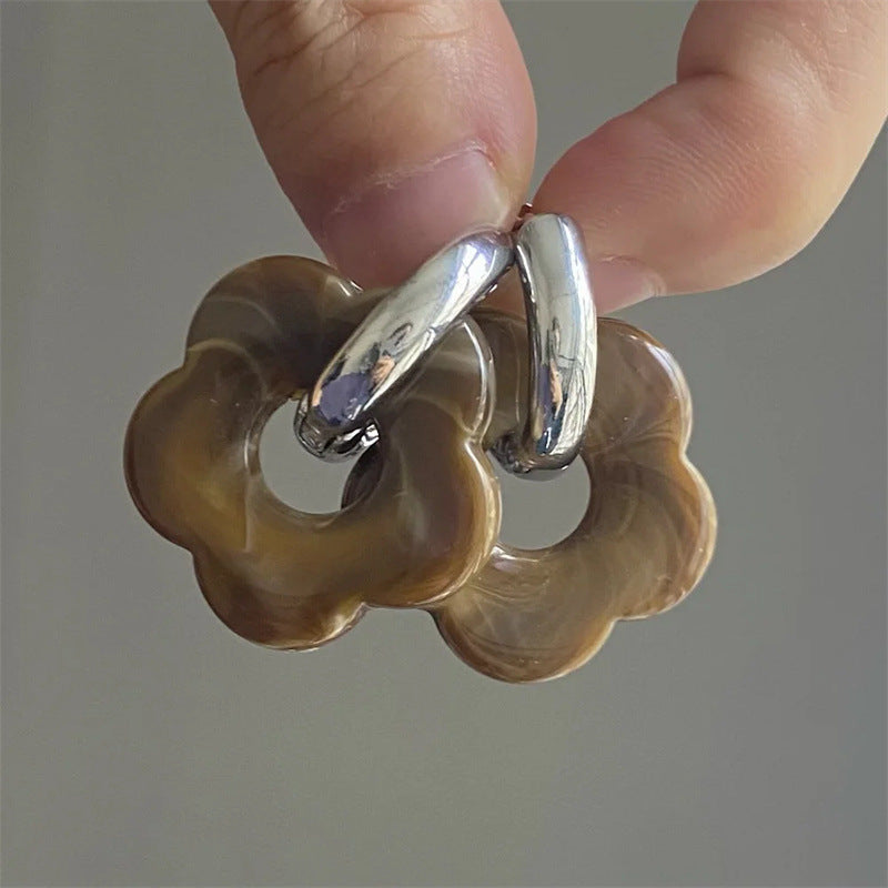 Wholesale Resin Flower Copper Earrings ACC-ES-MLR009