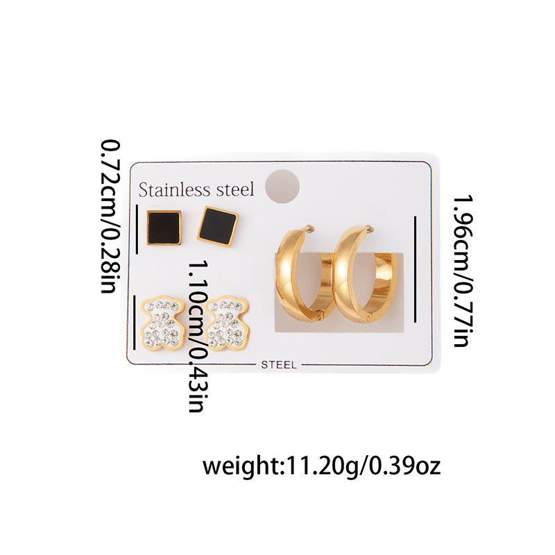 Wholesale Stylish Titanium Steel Love Earrings Set Fashion Jewelry for Party Wear