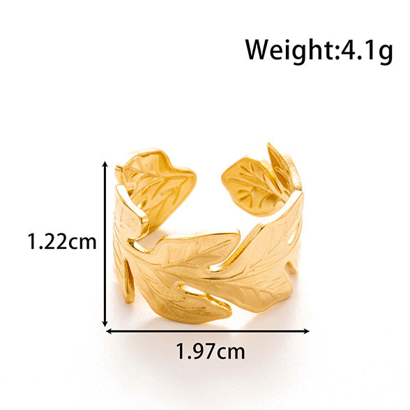 Wholesale  light luxury   titanium steel butterfly flower  opening adjustable ring