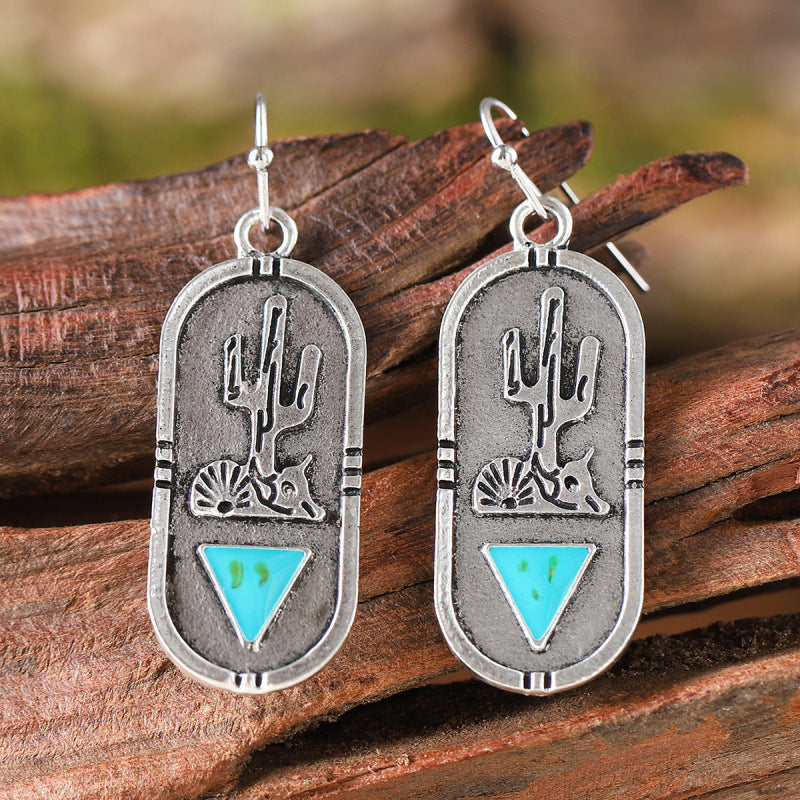 Wholesale Three-Dimensional Carved Cactus Earrings