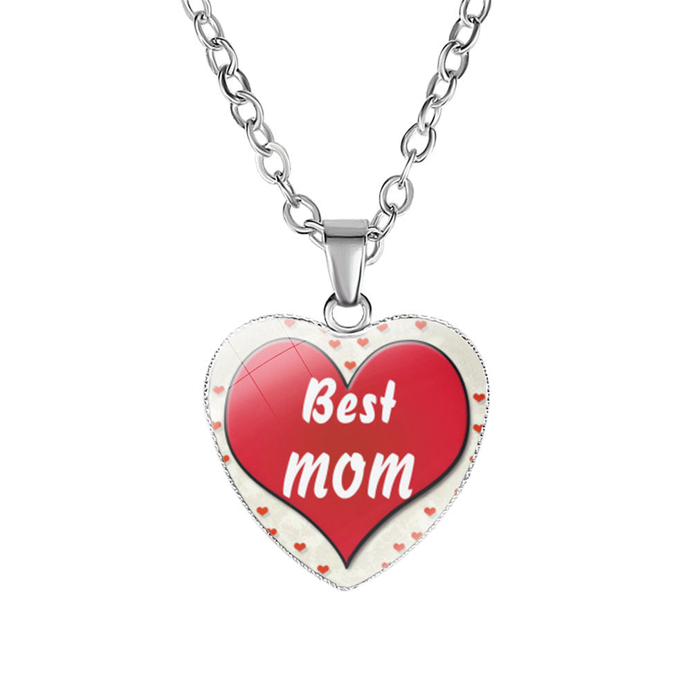 Wholesale  Mom's Love MOM Heart Pendant Necklace