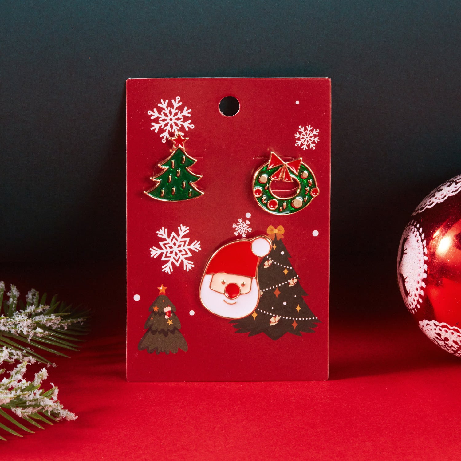 Wholesale Elk Christmas Tree Snowflake Brooch 3-Piece Set