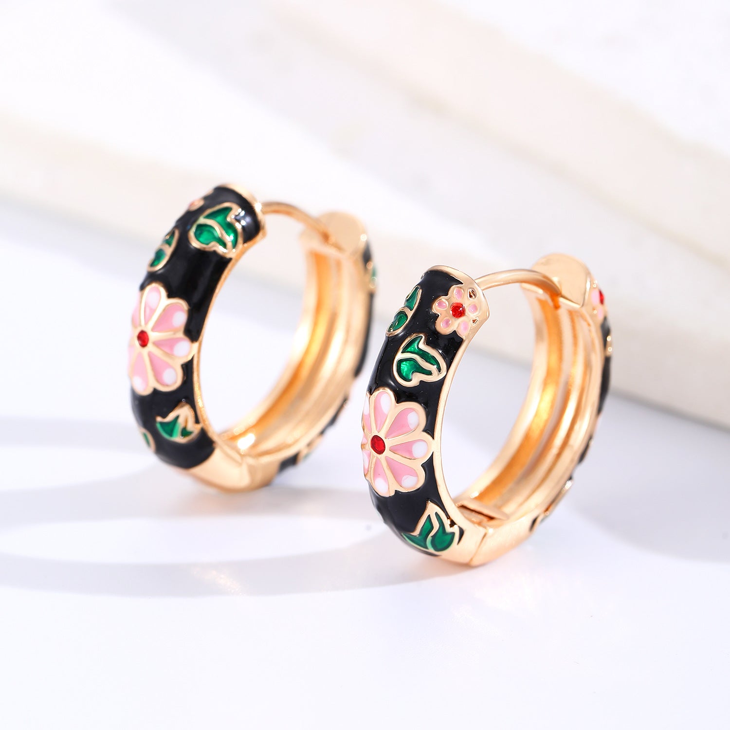 Wholesale Copper Dripping Oil Flower Earrings Chinese Vintage Style Women S Jewelry Accessory