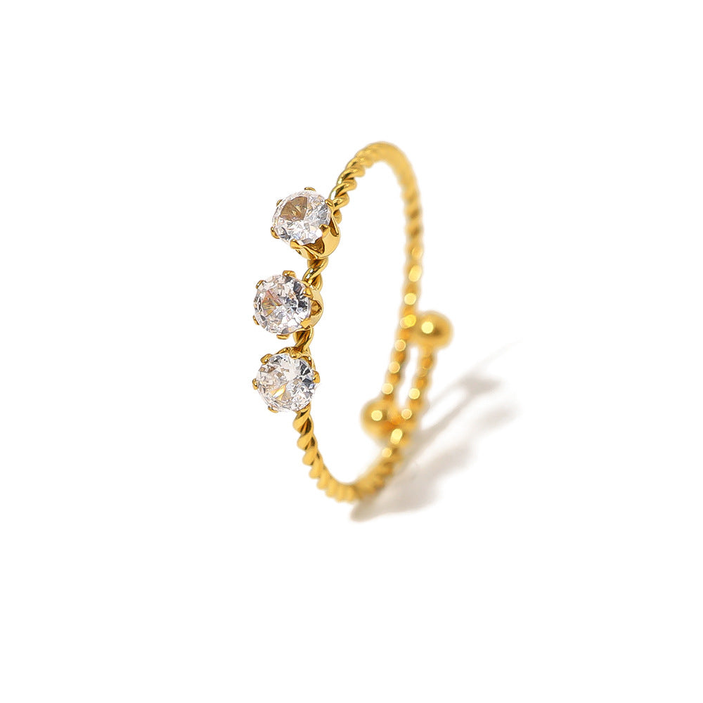 Wholesale Eight Mans Star Diamond Opening Titanium Steel Ring