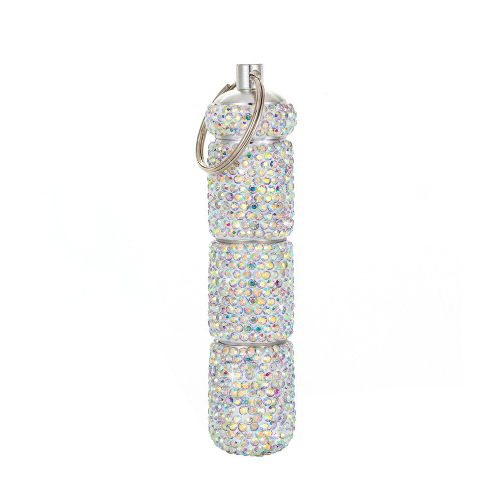 Wholesale Rhinestone Three Section Mini Medicine Bottle Aluminum Alloy Keychain ACC-KC-ZW001